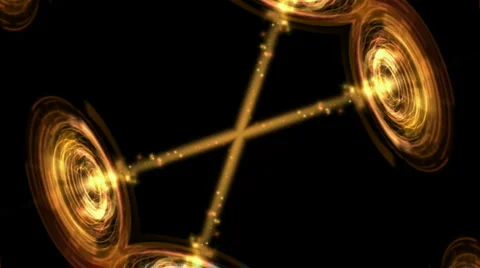 Ion collider,golden laser launch from round,ray weapon.UFO. microwave,radiation, Stock Footage