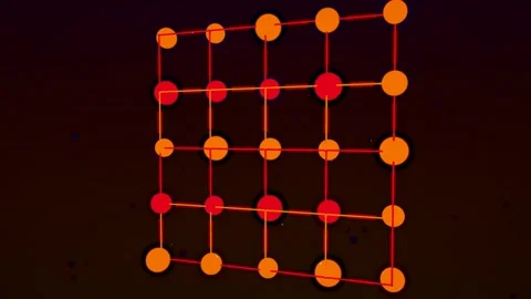 Ion exchange matrix neon grid abstract dark studio loop 動画素材 342497043