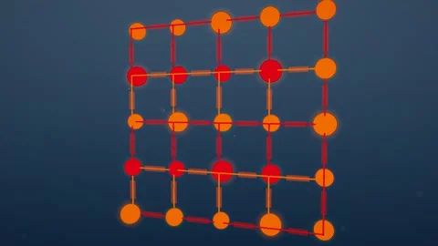 Ion exchange matrix neon grid abstract soft grey studio loop Vídeos de archivo 342497092