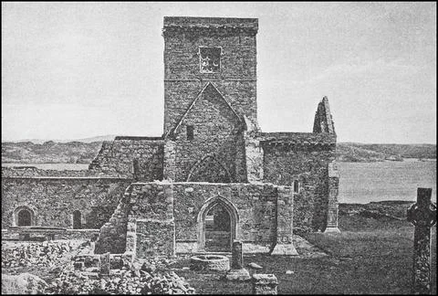 Iona Abbey Iona Monastery a monastic complex on the Scottish Hebridean island Illustrazione stock