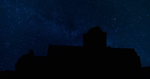 Iona Abbey Scotland Milky Way Stars Night Time Lapse Stock Footage