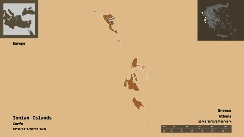 Ionian Islands location. Greece. Solid patterned map Stock Footage 135346172