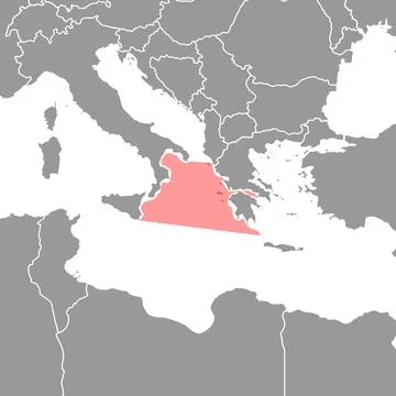 Ionian Sea on the world map. Vector illustration. Stock Illustration