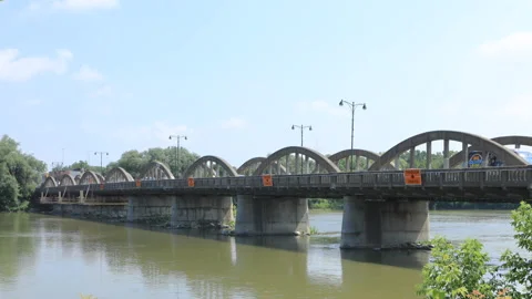 Ionic Argyle Street arched bridge,Caledonia, Canada, exclusive timelapse 4K Stock Footage 170616127