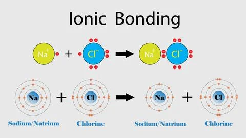 Ionic bonding, ionic compound is a chemical compound Stock Illustration