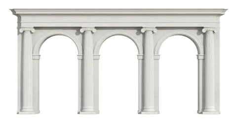 Ionic colonnade on white Stock Illustration