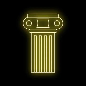 Ionic column architecture glowing neon yellow line drawing Stock-Illustration