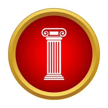 Ionic column architecture symbol in red circle icon Stock Illustration