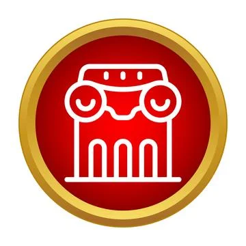 Ionic column architecture symbol in a red gold circle Stock Illustration
