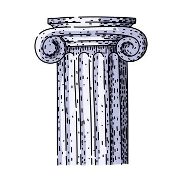 Ionic column capital illustrating classical architectural design Stock Illustration