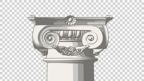 Ionic column capital illustration in toon pastel stone style Illustrazione stock