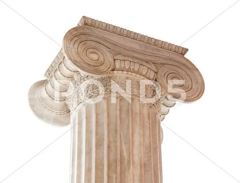 Ionic column capital on white Stock Photos