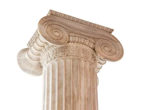 Ionic column capital on white Stock Photos