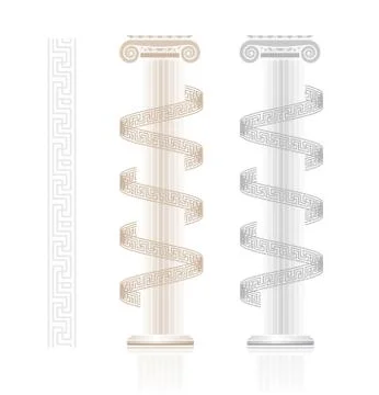 Ionic column with greek key pattern Stock Illustration
