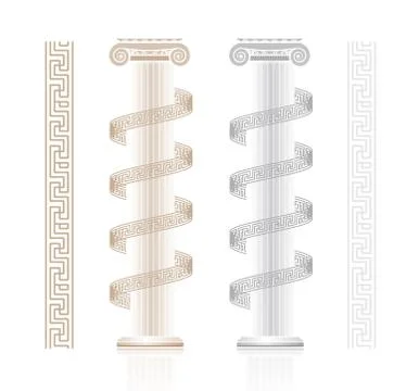 Ionic column with greek key pattern Stock Illustration