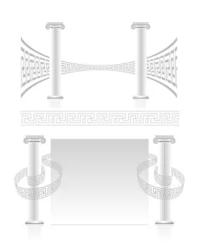 Ionic column with greek key pattern Illustrazione stock