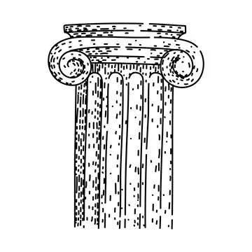 Ionic column illustration depicting classical architecture and ancient histor Stock Illustration