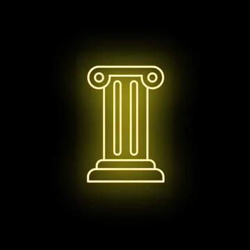 Ionic column outline glowing yellow neon light Stock-Illustration