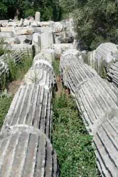 Ionic  columns recovered by archaeologists Foto stock