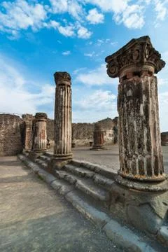 Ionic colums in pompeii Stock Photos