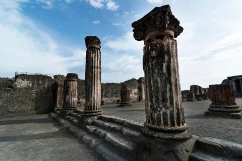 Ionic Colums in Pompeii Stock Photos