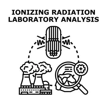 Ionizing radiation laboratory analysis and research concept Stock Illustration