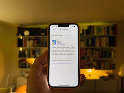 IOS 16 update for Apple Computers iphone 13 pro Stock Photos