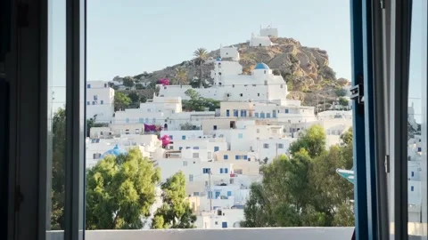 Ios Greece, Cyclades Islands, Chora historic city center Stock Footage 168231815