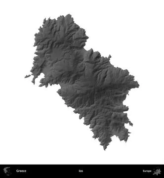 Ios, Greece, isolated on white. Grayscale Stock Illustration