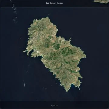 Ios Island, Greece, cropped to square. Satellite, May 12, 2023 Stock Illustration