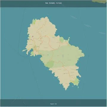 Ios Island, Greece, cropped to square. Topo Humanitarian Stock Illustration