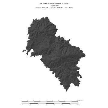 Ios Island. Greece. Shape on white. Bilevel Stock Illustration