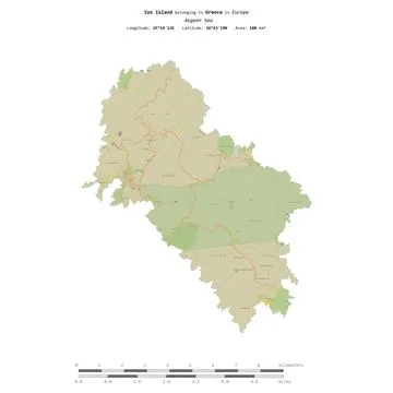 Ios Island. Greece. Shape on white. Topo Humanitarian Illustrazione stock