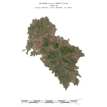 Ios Island. Greece. Shape on white. Satellite, June 16, 2023 Stock Illustration