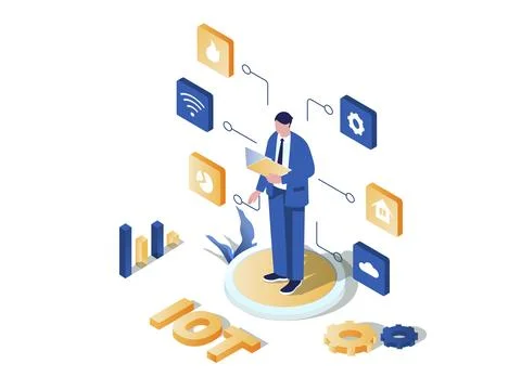 IOT Analytics Isometric Illustration Stock Illustration