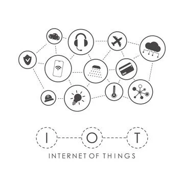 IOT and automation concept. A set of icons connected to each other in one Int Illustrazione stock