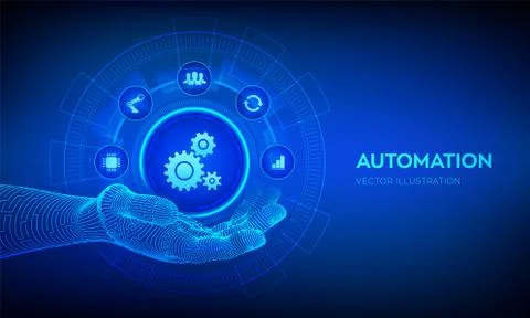 IOT and Automation Software concept as an innovation, improving productivity  Illustrazione stock