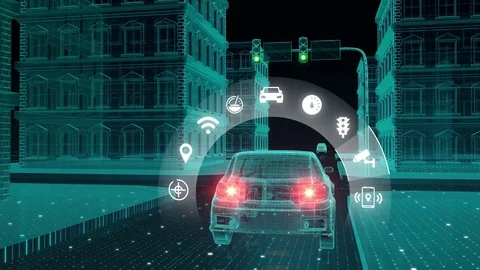 IoT car connect traffic information control, application, Internet of things. Stock Footage