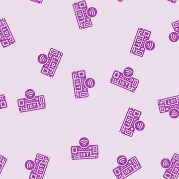 Iot circuit board module glyph seamless pattern Stock Illustration