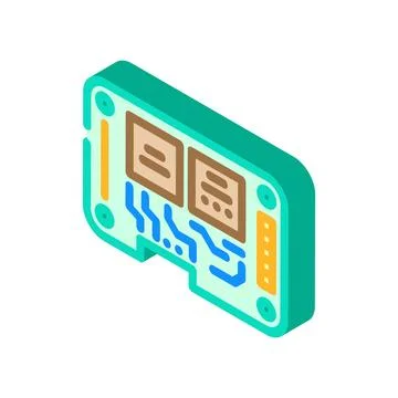 Iot circuit board module isometric icon vector illustration Stock Illustration