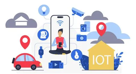 IoT Cloud Smart Home Technology Concept Illustrazione stock