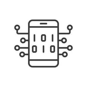 IoT code, icon in line design. IoT, code, internet, things, digital Illustrazione stock
