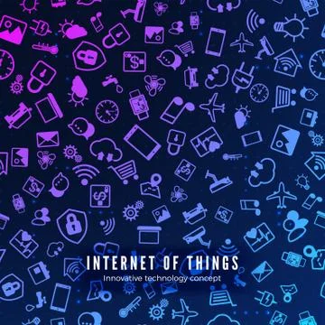 IOT concept. Internet of things color icons pattern. Vector illustration Stock Illustration