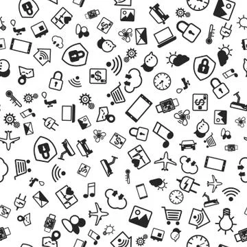 IOT concept. Internet of things icons seamless pattern. Vector illustration Stock Illustration