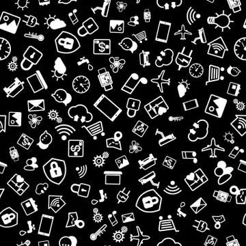 IOT concept. Internet of things icons seamless pattern. Icons collection for  Stock Illustration