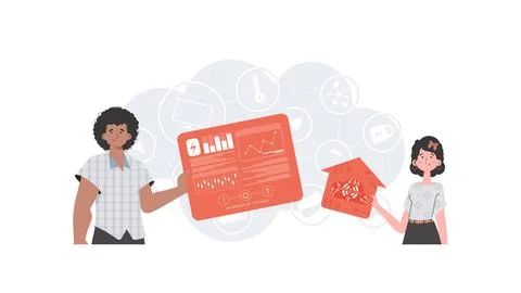 IoT concept. Internet of Things Team. Good for websites and presentations. Ve Stock Illustration