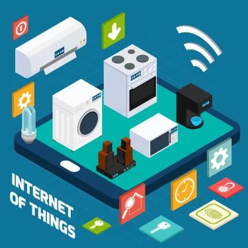 Iot concise household isometric concept icon 库存插图
