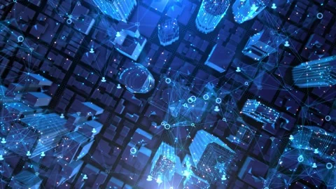 IoT Connected City with Digital Users and Wireless Urban Network Stock Footage 342611158