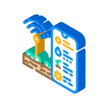 Iot connected farm agri tech isometric icon vector illustration Stock Illustration