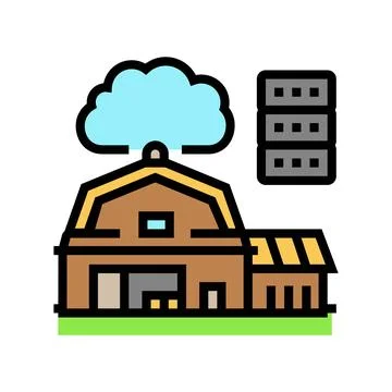 Iot connected farm agri tech color icon vector illustration Ilustración de archivo